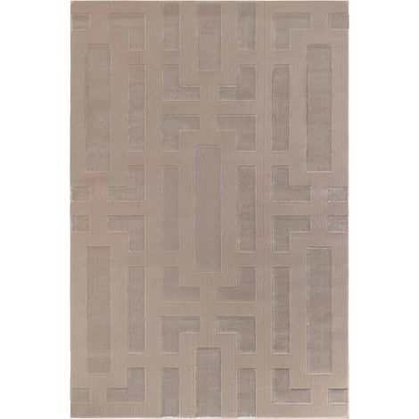 Tapis salon 120 x 170 cm, géométrique, beige, structure en relief, design graphique chaleureux, pliable et facile d'entretien