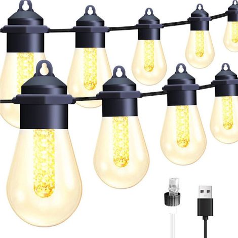 15 Meter lange Solar-Lichterkette für den Außenbereich – E12-Fassung – IP44 wasserdicht – Geeignet für Gärten, Terrassen, Bäume und Partydekorationen – 2200 K – warmweißes Licht – XF9 (1/5)