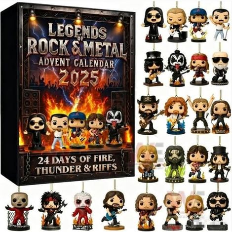 Calendrier de l'Avent LEGENDS ROCK METAL - Ornement de Noël 2D en acrylique - Le cadeau de Noël par excellence (1/3)