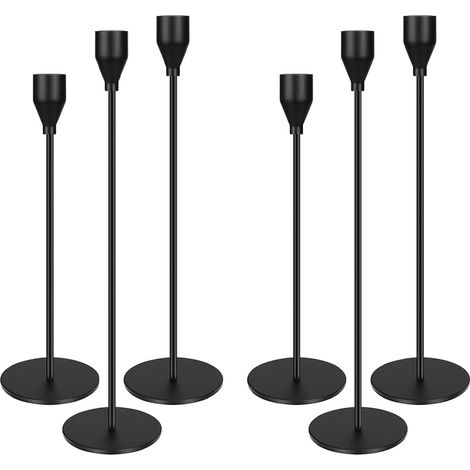 Lot de 6 bougeoirs décoratifs noirs en métal, style rétro (1/5)