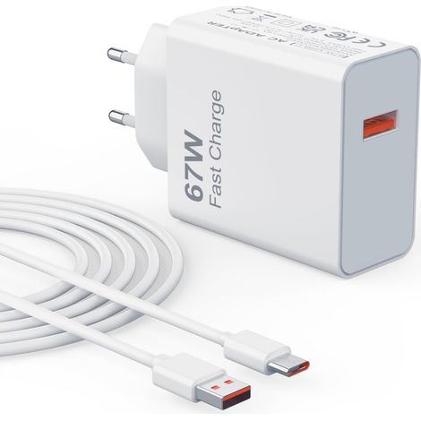 67W Schnellladegerät für Xiaomi 15 14 13T 12 Pro Ultra 12 Lite 12X Turboladegerät für Redmi Note 13 12 11Pro 11S 10 Mi 11 Ultra Poco F4/X4 5G/X4 GT/X5 X6 /F3 X3 M5S M6 mit 1 m USB-C-Kabel (1/5)
