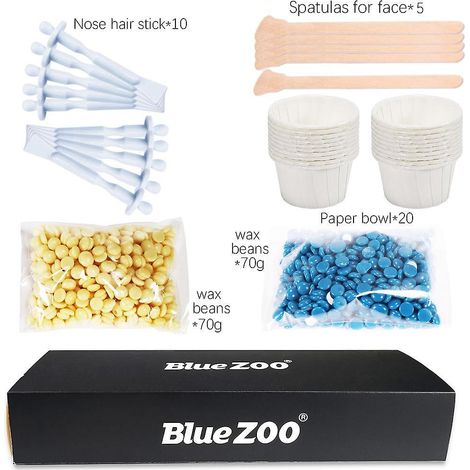 Blue ZOO Set Feste Wachsperlen, kein Wachspapier erforderlich, für Gesicht und Nase, tragbares Haarentfernungsset