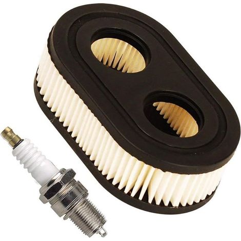 (1 jeu de filtres à air avec bougie d'allumage compatible avec Briggs & Stratton 798452 593260 moteur tondeuse à gazon compatible avec Oregon 30-168 Rotary 14364 (1/4)