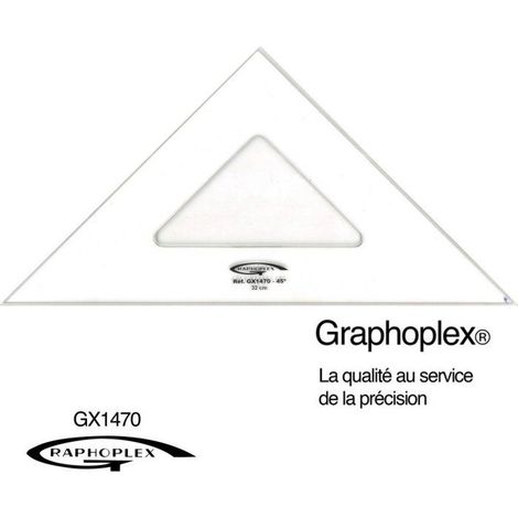 Graphoplex - Equerre 45° 3 bords anti-taches 32 cm