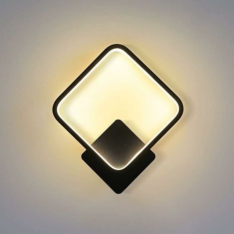 Appliques Murales Intérieur Salon LED Appliques Murales Carrées Luminaires Modernes Intérieurs Appliques Murales pour Chambre Couloir Couloir, Noir (1/5)