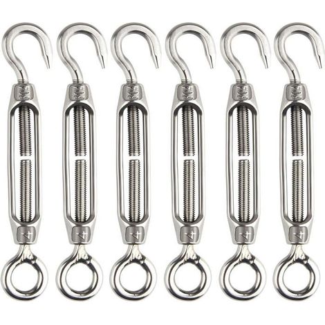 6 Pcs Tendeur De Fil Tendeur M4 En Acier Inoxydable Réglable Crochet De Ridoir Et Oeil Ensemble Heavy Duty (1/5)