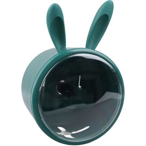 Porte-papier toilette lapin vert mignon, en plastique, mural, distributeur de papier toilette transparent pour salle de bain et cuisine- (1/5)
