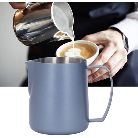 Dickwandiger Latte-Art-Becher aus Edelstahl 304 mit geprägtem Ausguss, 450 ml, Königsblau (1/5)