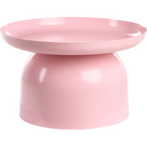 Mesa de centro redonda de metal rosa pastel Torrens