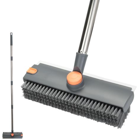 2 en 1 Balais Nettoyer Sol avec Raclette, 360° Rotating Brosse à Récurer, Brosse à Poils Durs, Brosse Joint Carrelage pour Nettoyer Les Terrasses, Salles de Bains, Carrelages, Cuisines, Murs (1/5)