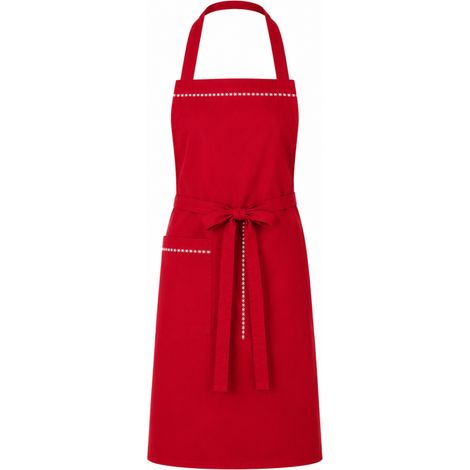 Tablier de cuisine en coton brodé – Collection Zoé – Rouge, Chocolat ou Kaki - 60x90cm - Rouge