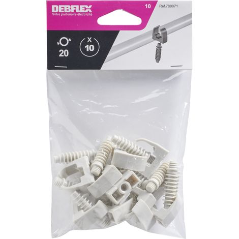 DEBFLEX - CLIPS TUBE + CHEVILLE Ø20 GRIS SACHET DE 10 - 709071 (1/3)