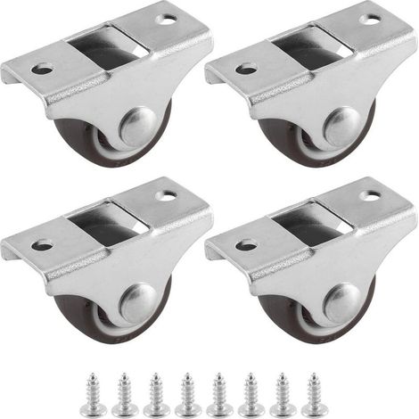 4 mini roulettes, roulettes pour meubles, petites roulettes fixes de 25 mm, roulettes pivotantes directionnelles, adaptées aux meubles (1/5)