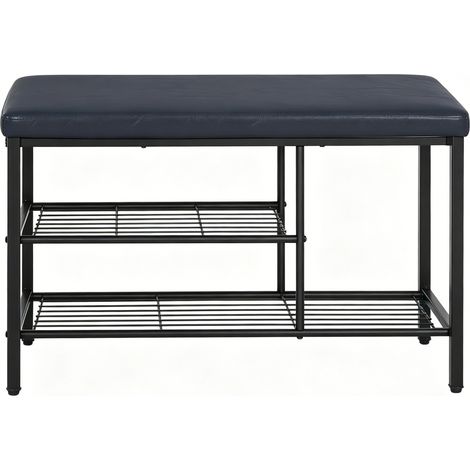 Schuhbank mit gepolsterter Sitzfläche 80 x 30 x 50 cm aus Kunstleder und Metall, schwarz MODENUIT (1/5)