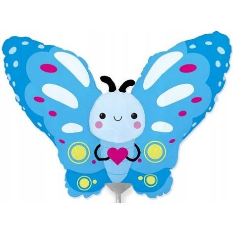Ballon papillon en aluminium, motif prairie bleue, décoration d'anniversaire printanière, 35 cm