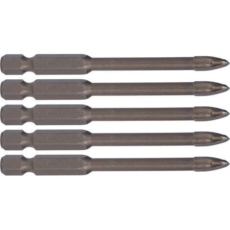 5 Forets à Percer Croisés 1/4" Tige Hexagonale pour Carrelage, Verre, Béton - Alliage Dur 6mm - Lot de 5 (1/5)