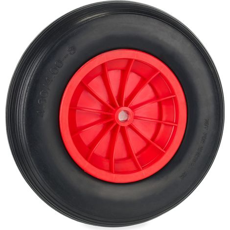 Roue de brouette 4.80/4.00-8, Pneu en Caoutchouc, Jante Plastique, Charge Max. 100 kg, increvable, Noir/Rouge (1/5)