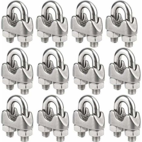 Lot de 12 Serre-câbles étrie en Acier Inoxydable pour Câble Métallique de 4mm Diamètre(M4) (1/4)