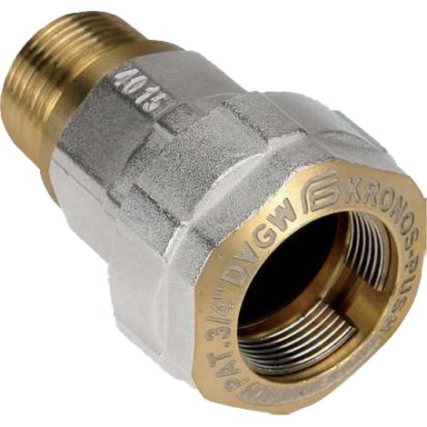 KRONOS PUSH Messing-Klemmverbinder mit AG - für Stahlrohr Ø 33,7 mm x 1 Zoll AG (DN 25) DVGW ACS