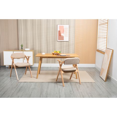 Silla de comedor plegable de madera beige 53x60x91 cm, ahorro de espacio FloraGrace (1/5)