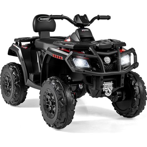 COSTWAY Quad elettrico per bambini 24V, quad per bambini a 2 posti 3-8 km/h, quad elettrico con fari, musica e clacson, auto elettrica ATV per bambini dai 3 anni in su (nero) (1/5)