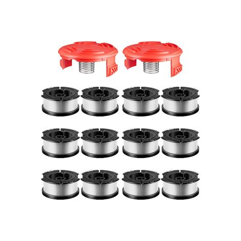 Lot de 2 têtes de coupe BLACK+DECKER – Fil compatible AF‑100‑3ZP – Version B12+2+2 avec capot pour usage intensif (1/5)