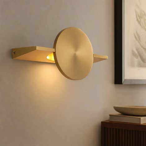 Applique a LED, colore ottone, lampada da corridoio, faretto orientabile, H 28 cm (1/5)