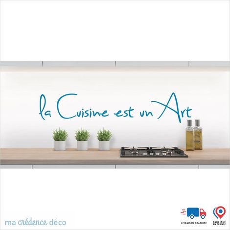Crédence : LA CUISINE EST UN ART 1 - Couleur Bleu clair - Alu composite - 120 - 60 (1/3)