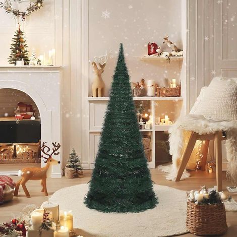 Sapin de Noël  Arbre de Noël artificiel pré-éclairé avec guirlandes vert 150cm (1/5)