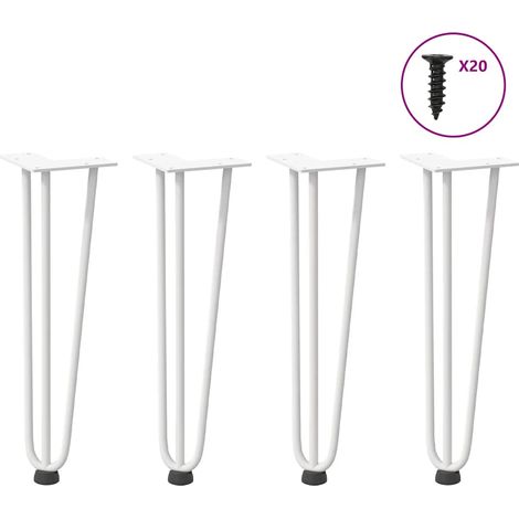 Haarnadelbeine für Couchtisch 4 Stk. Weiß 42 cm Massivstahl