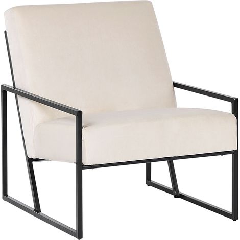 Poltrona moderna Beige Chiaro Glam Sedia d'accento Rivestimento in velluto Struttura in metallo nero Delary