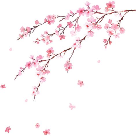Sticker Mur - Cerisier En Fleurs Aquarelle - Décoration Murale Salle De Séjour Chambre D Enfant - 74 x 25 Cm - 1 Pièce