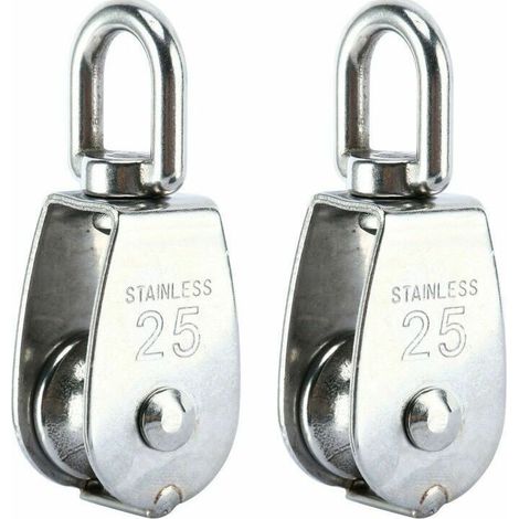 KZQ – Poulie de levage en acier inoxydable 304 – Charge maximale 150 kg – Diamètre de roue 25mm – Rotation 360° pour usage professionnel – Lot de 2