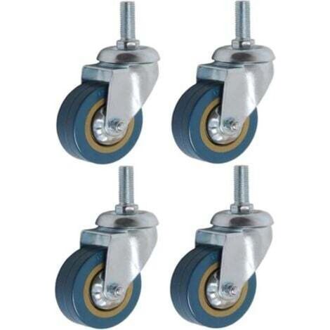 Lot de 4 360° Roulettes pour Meubles 75mm M10 Roulette Charge Lourde Pivotante