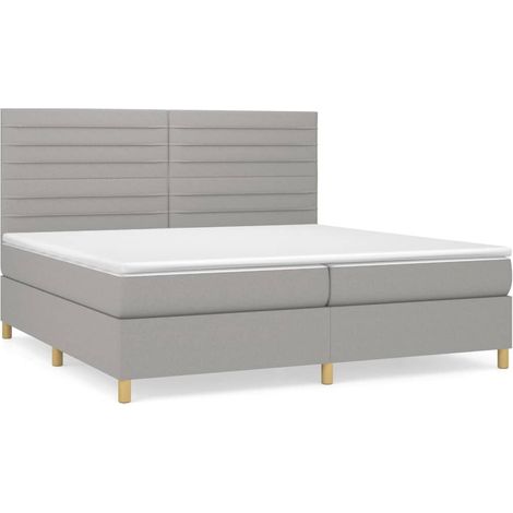 Maison Exclusive - Cama box spring con colchón tela gris claro 20