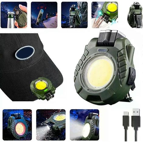 Lampe porte-clés multifonctionnelle COB avec capteur de mouvement de la main, lampe torche LED portable à clipser sur une casquette, idéale pour les travaux en extérieur. (1/4)