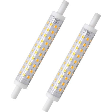 2er-Pack R7s-LED-Glühbirne, 118 mm, warmweiß, 3000 K, J118-Glühbirne, 10 W, ersetzt 80 W Halogenlampe, kein Flimmern, 230 V AC, 800 lm, 360° [Energieklasse A++]