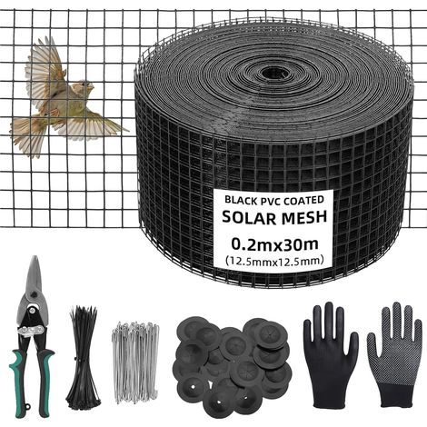 Grille de Protection Solaire de 20 cm x 30 m - pour Panneau Solaire Grille de protection contre les oiseaux, Maille en acier galvanisé revêtue, Pour la protection des rongeurs et des oiseaux (1/5)
