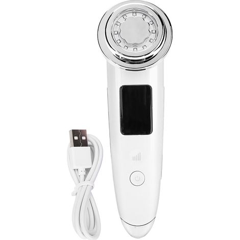 Nouvel appareil de luminothérapie avec écran, appareil de rajeunissement cutané chauffant, appareil de beauté personnel à domicile, massage par vibration, blanc. (1/5)