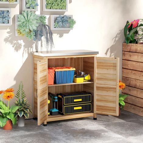 Gartenmöbel mit Regal und Arbeitsplatte, 79 x 43 x 92 cm, naturfarben HAVRYA (1/5)