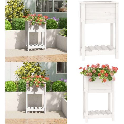 Pflanzkübel mit Ablage Weiß 54x34,5x81 cm Massivholz Kiefer - Holzpflanze - Hochbeet - Kübelpflanzen - Balkonbegrünung - Gartendekoration - Home & Living (1/5)