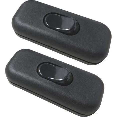 Paquete de 2 interruptores basculantes bipolares de 6 A y 250 V con función de atenuación/inhibidor de luz, color negro. (1/4)