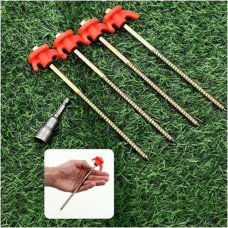 10 parts Stake Of Tent has Screw, Stakes of Tent in Metal, Stake of Tent, Solid and Performance, Hooks of Tent for Floor (1/4)