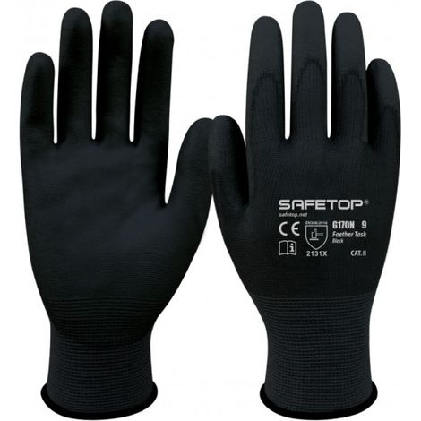 Guante sintético SAFETOP recubierto de poliuretano Feather Task 6 Negro