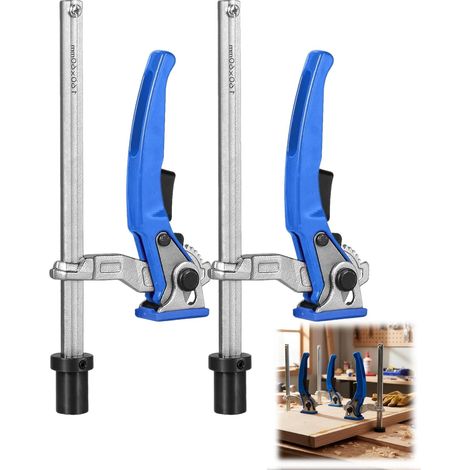 2pcs serre joint menuisier 20mm pour table multifonctions, serres-joints rapide de levier en alliage d'aluminium, rcrochet de maintien établi 20 mm pour meuler, couper,plage de serrage 160mm (1/5)