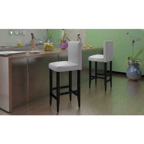 vidaXL Taburetes de cocina 2 unidades cuero sintético blanco (1/5)