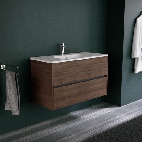 Inda - Mobile bagno 100 cm Rovere castano con 2 cassetti e (1/5)