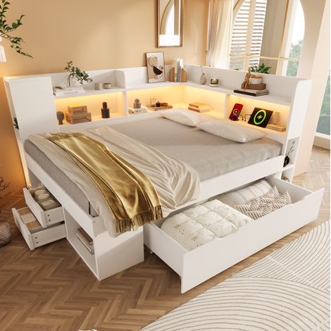 letto letto matrimoniale 140x200 con LED contenitore OKMYHOME (1/5)