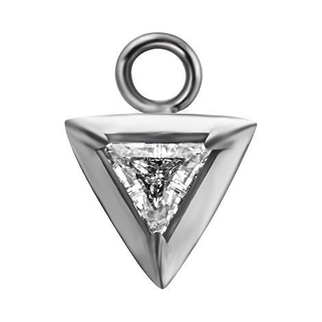 Ciondoli - triangolo con zircone bianco - argento - D-065 (1/2)