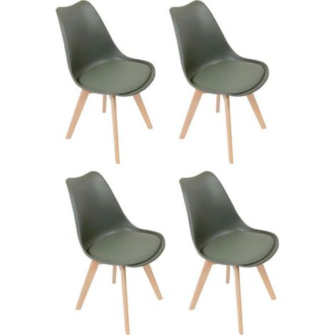 Lot de 4 Chaises Scandinave "Skansen" 81cm Kaki (1/5)